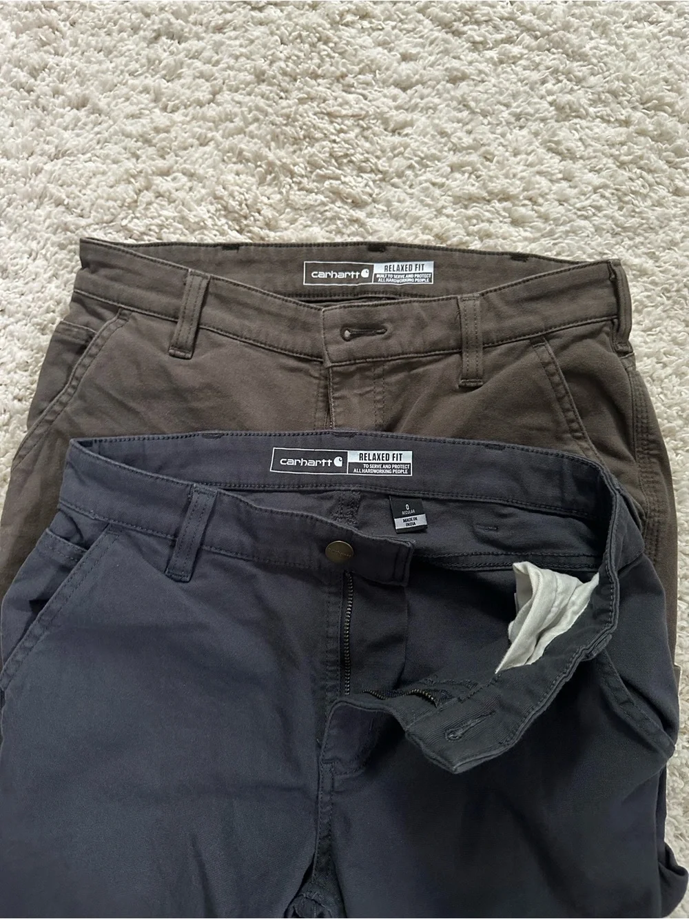 BUNDLE OF 2 - Carhartt Relaxed Fit Work Pants- Brand New - Navy/Charcoal - Picture 8 of 8
